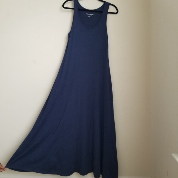 Soft Surroundings Santiago Maxi Flare Dress Navy Blue Summer Spring Pockets Sz S - Picture 3 of 9